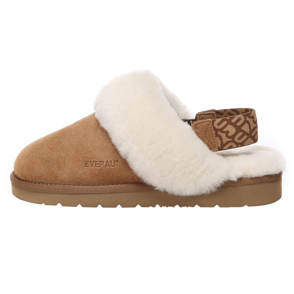 Plüschige Slingback-Hausschuhe aus Wildleder