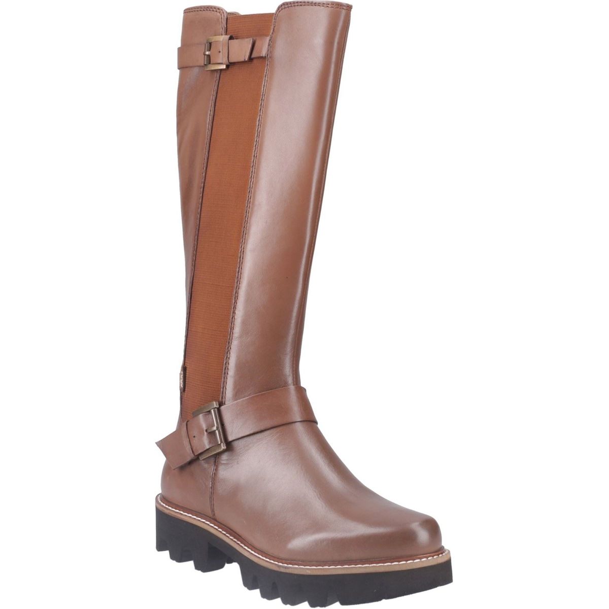 Kniehohe Lederstiefel mit Schnallen