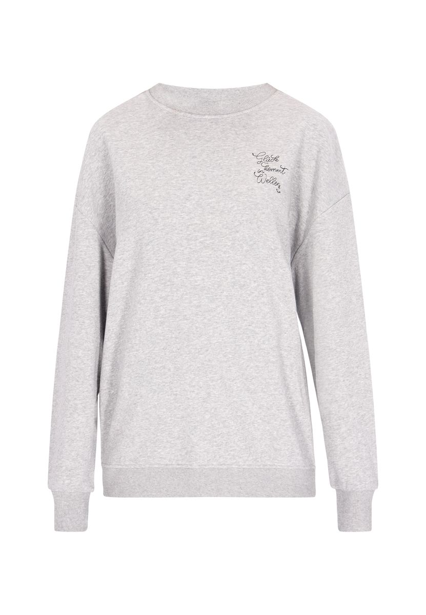 Entspanntes besticktes Sweatshirt mit Rundhalsausschnitt