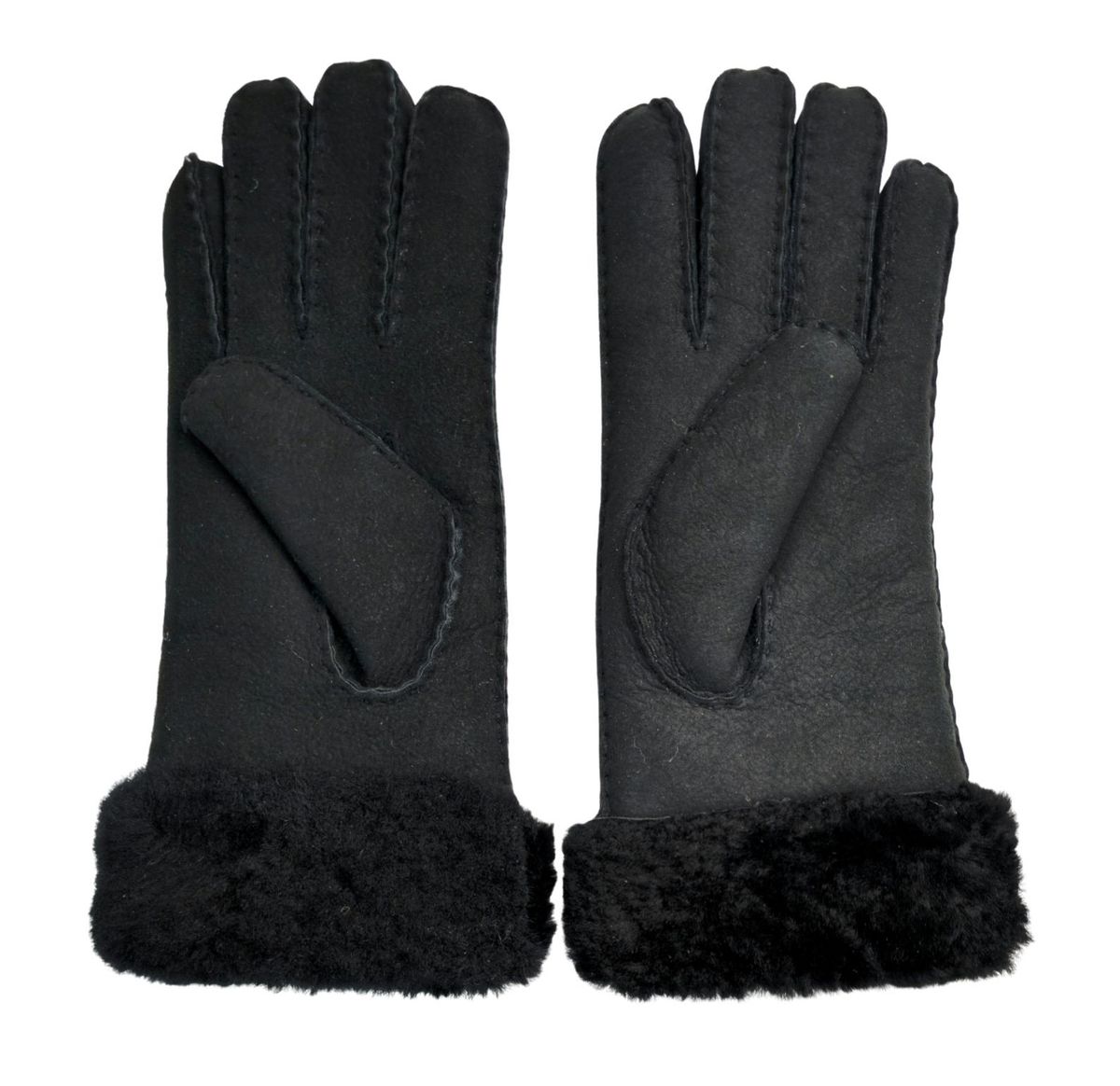 Lammfell-Wildlederhandschuhe mit Pelzmanschette