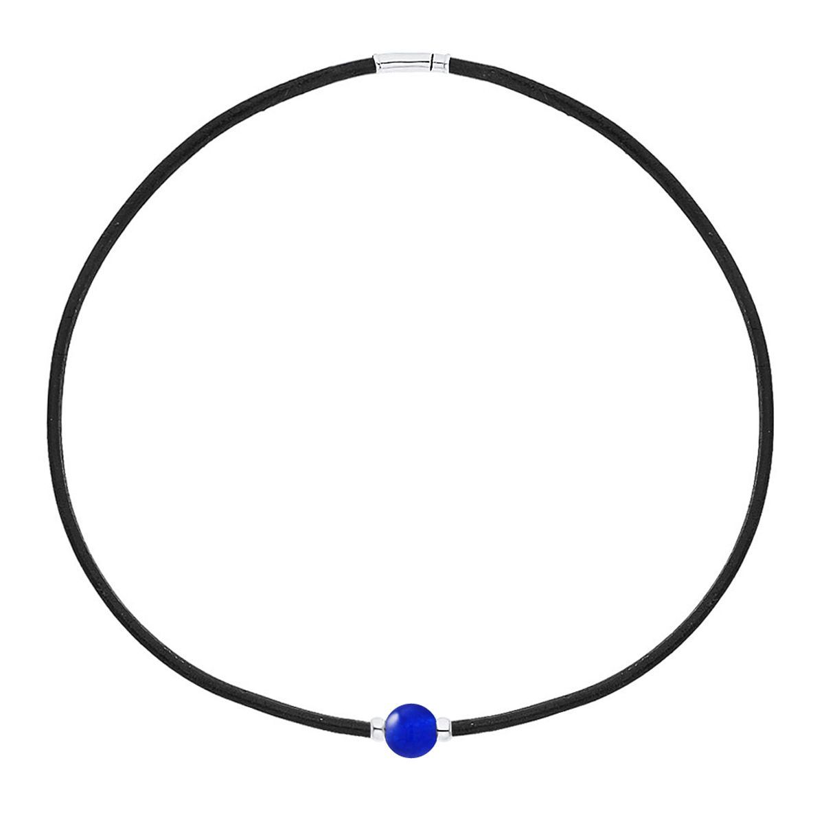 Minimalistische Lederkordel-Halskette mit Chalcedon