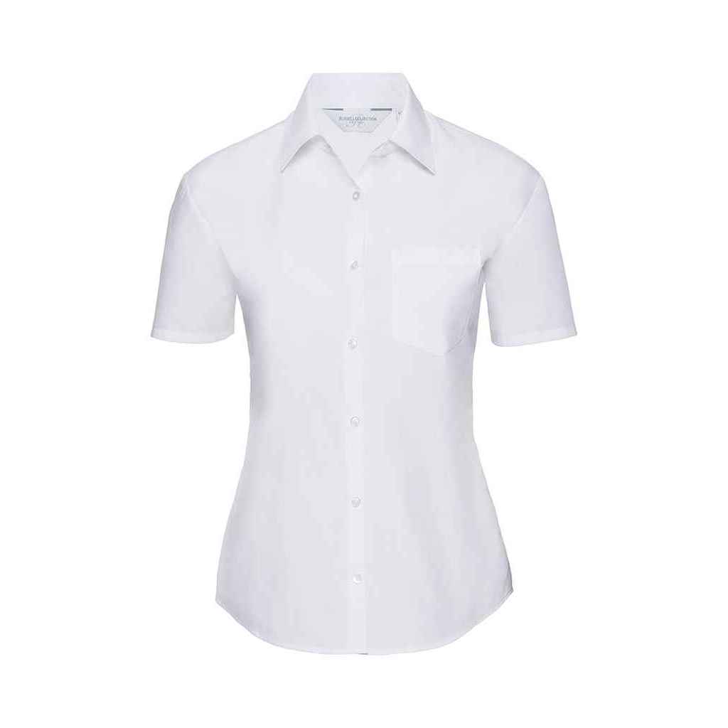 Taillierte Kurzarm-Popeline-Bluse