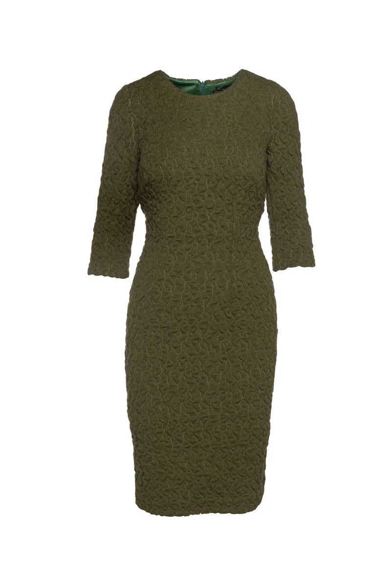 Strukturiertes Jacquard-Midi-Etui-Kleid