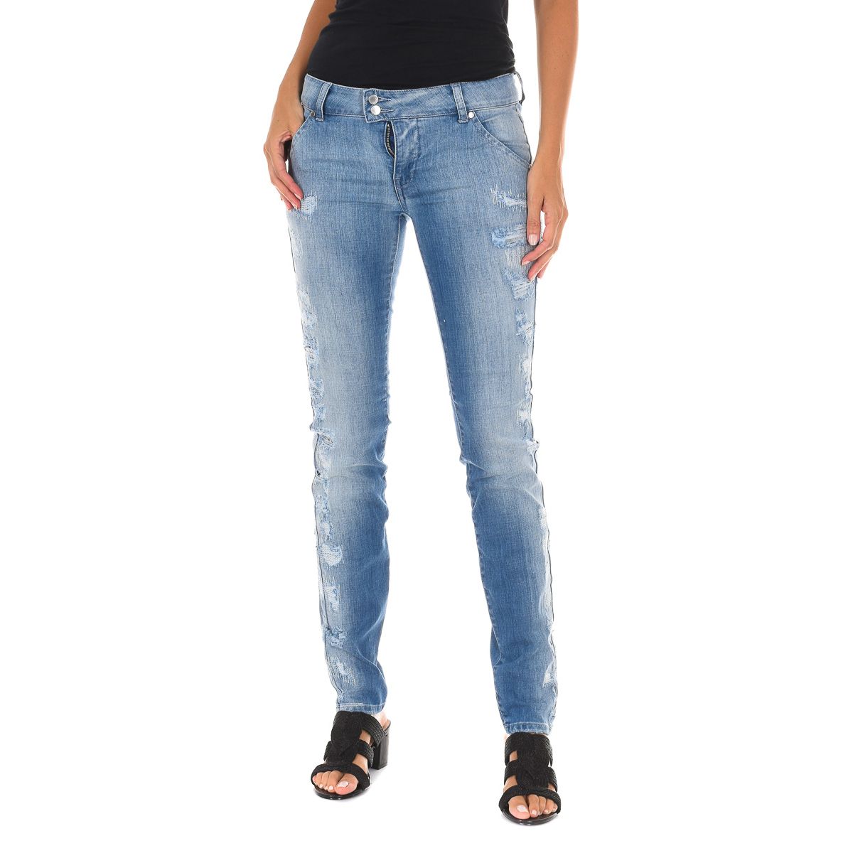 Distressed Slim-Fit Denim-Jeans