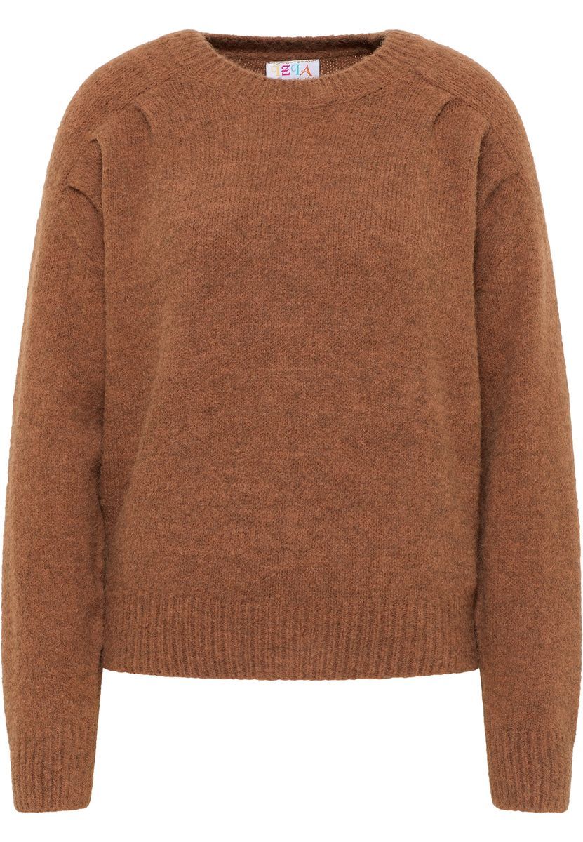 Lockerer Strickpullover mit Schulterfalten