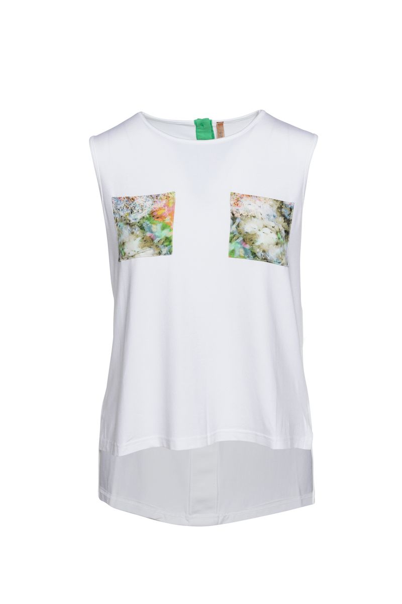 Ärmelloses Top mit floralen Taschen