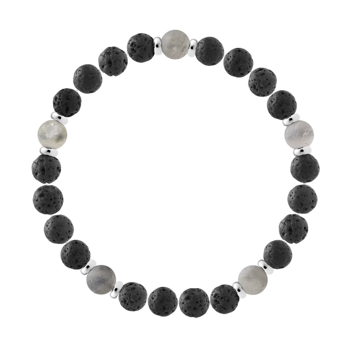Armband aus Lavastein und Quarz