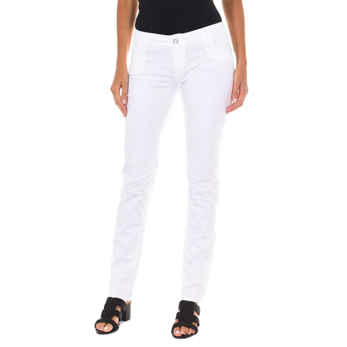 Schmal geschnittene Baumwollhose im Five-Pocket-Stil