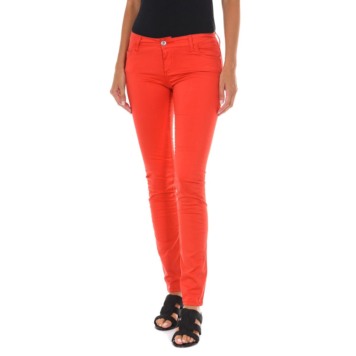Schmal geschnittene Baumwollhose im Five-Pocket-Stil