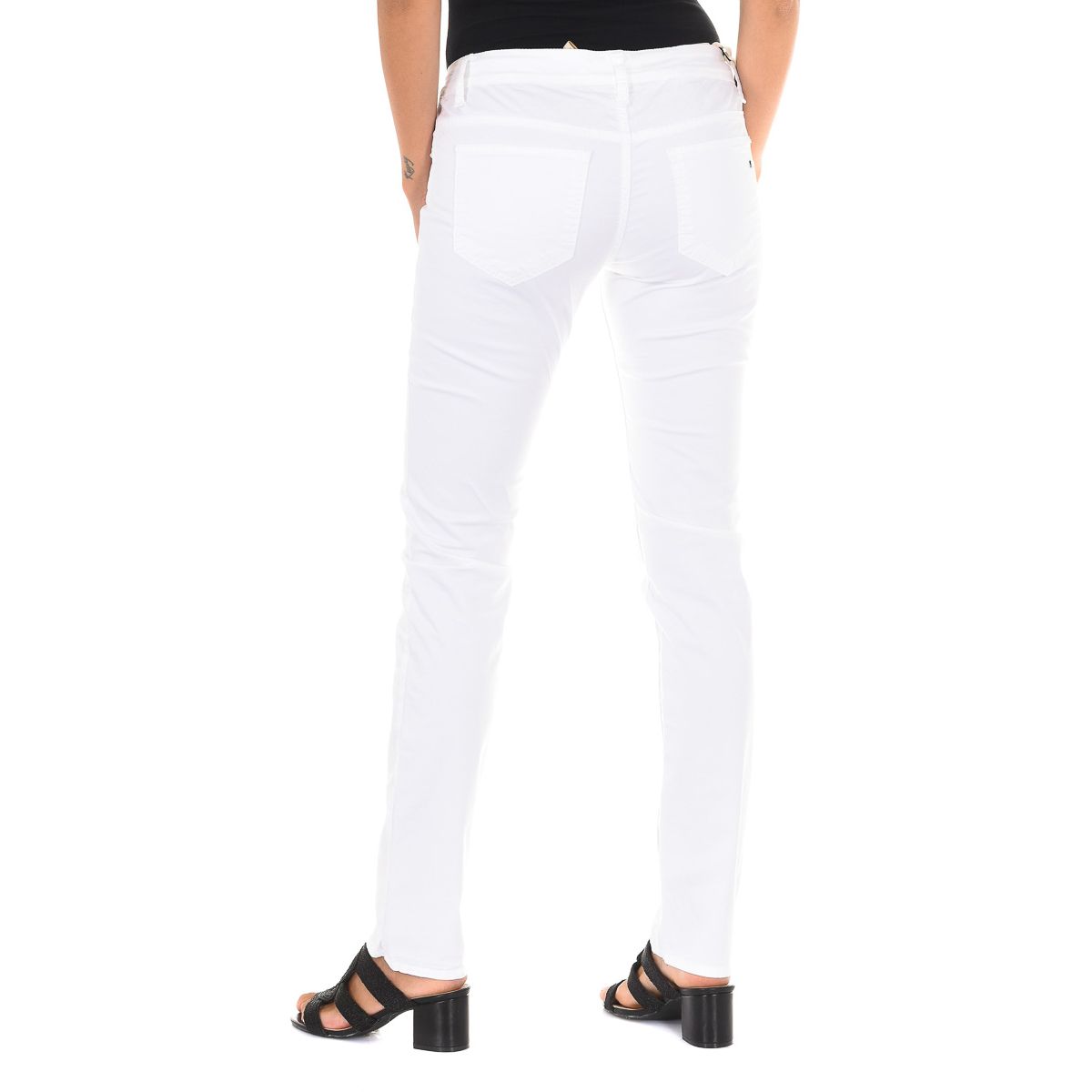 Schmal geschnittene Baumwollhose im Five-Pocket-Stil