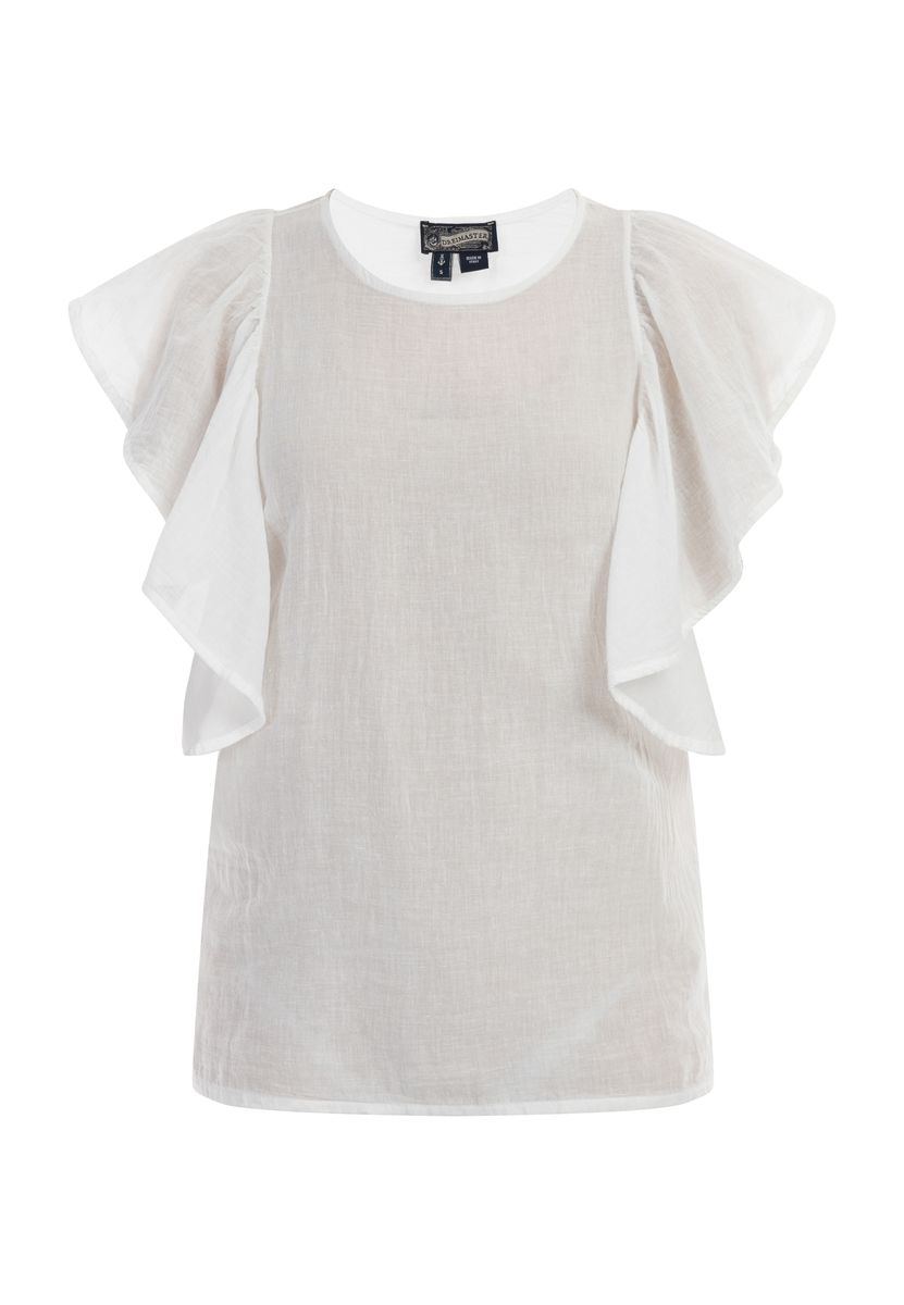 Leichte Baumwollbluse mit Flatterärmeln