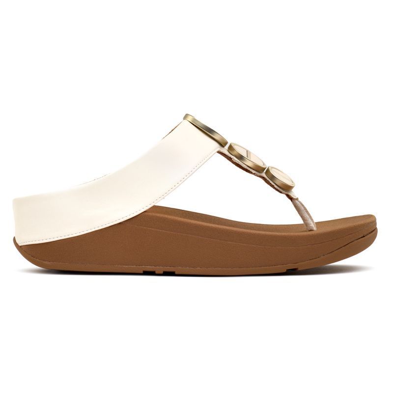 T-Steg Sandalen mit runden Metallic-Details