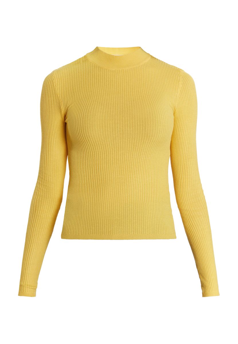 Rippstrick-Pullover mit Stehkragen