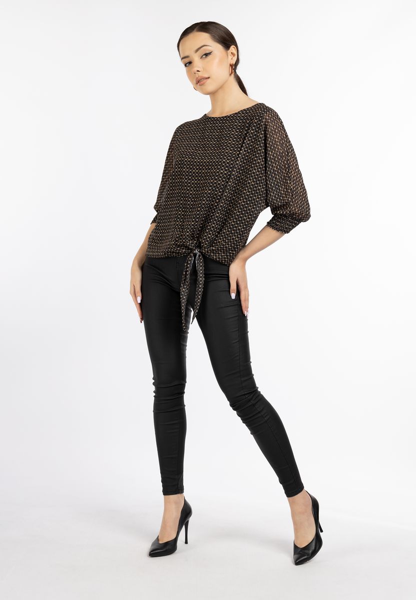 Bluse mit Knotendetail und Fledermausärmeln