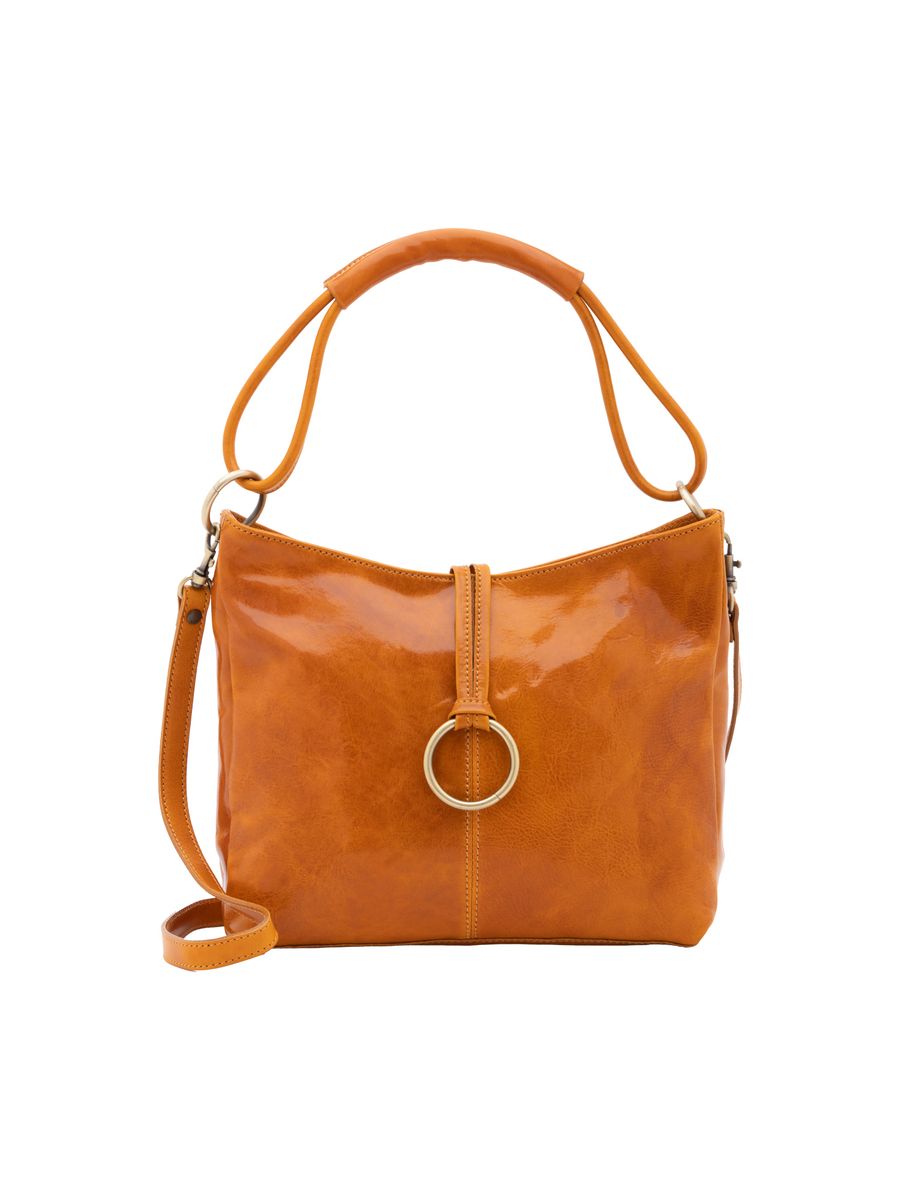 Leder-Hobo-Tasche mit Ring-Detail