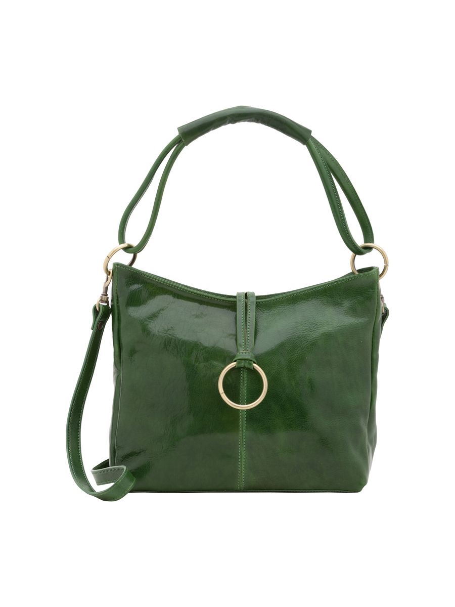 Leder-Hobo-Tasche mit Ring-Detail