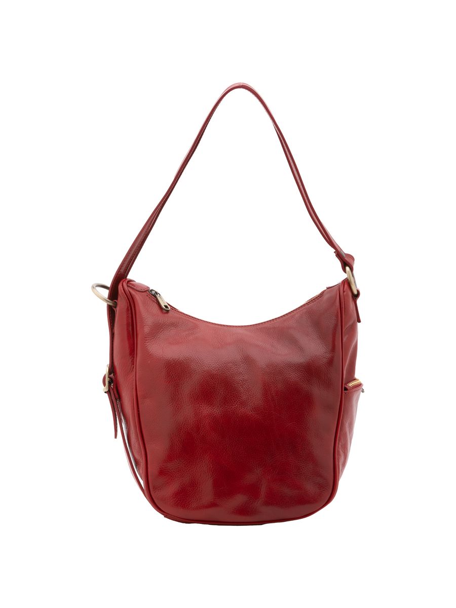 Leder-Hobo-Tasche mit Ring-Detail