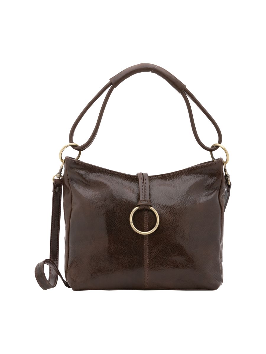 Leder-Hobo-Tasche mit Ring-Detail