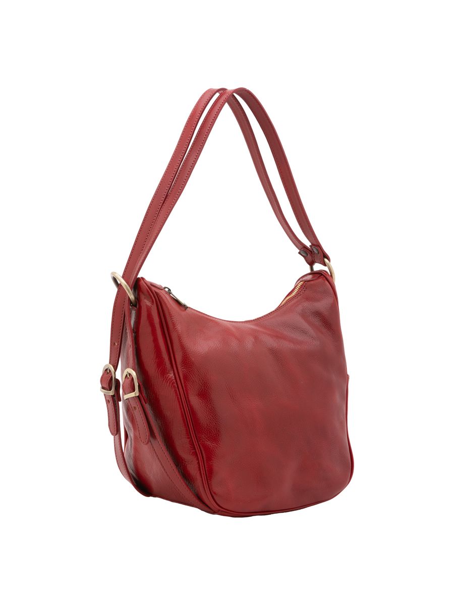 Leder-Hobo-Tasche mit Ring-Detail