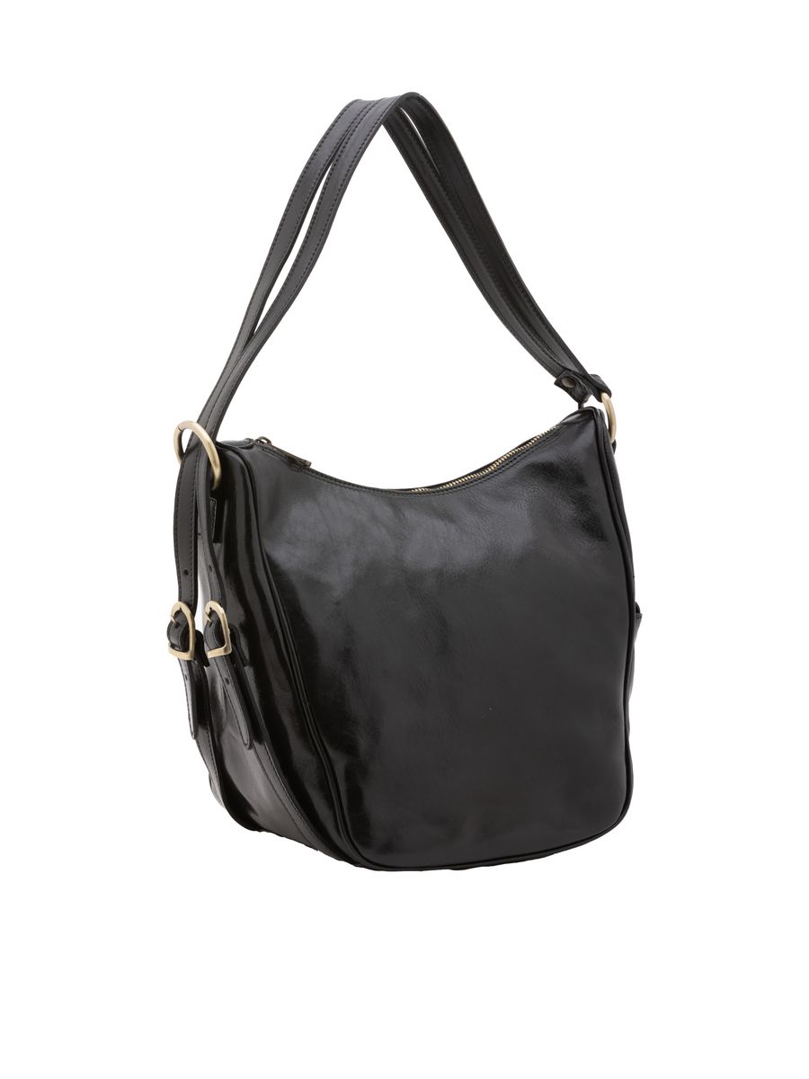 Leder-Hobo-Tasche mit Ring-Detail