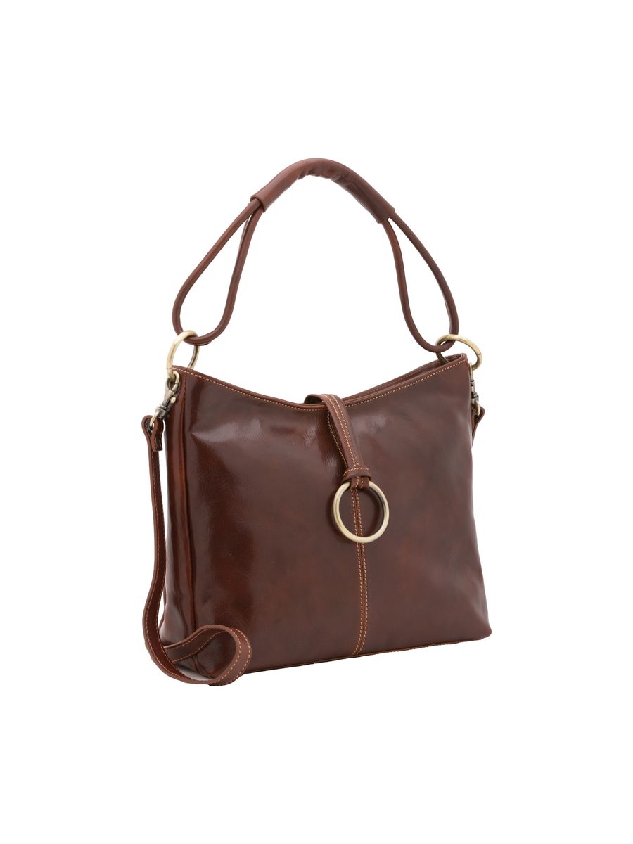 Leder-Hobo-Tasche mit Ring-Detail