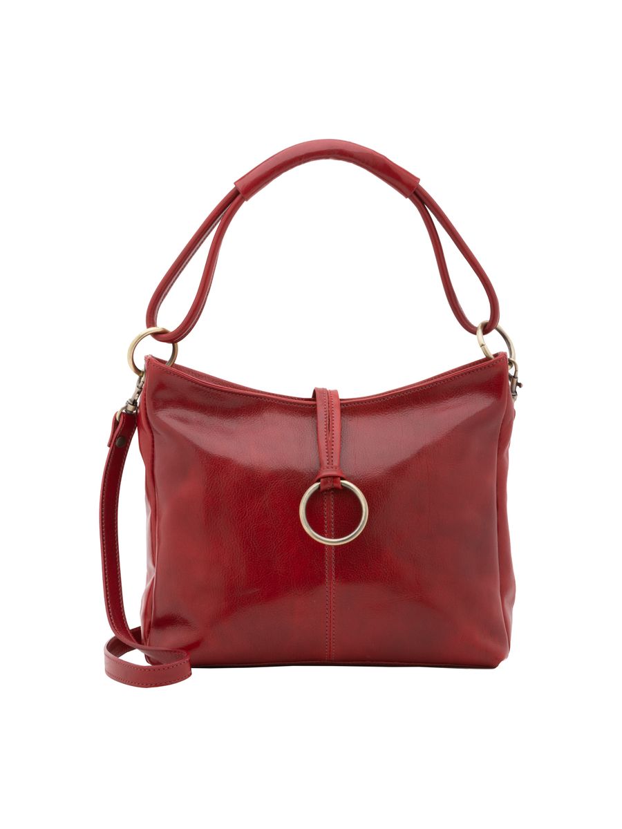 Leder-Hobo-Tasche mit Ring-Detail