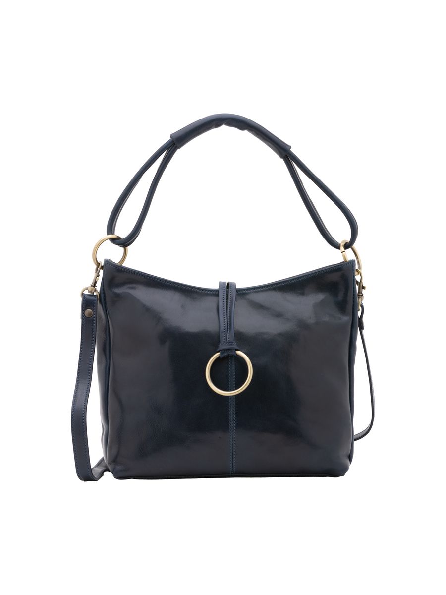 Leder-Hobo-Tasche mit Ring-Detail