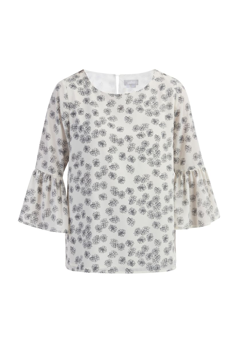 Florale Bluse mit Trompetenärmeln