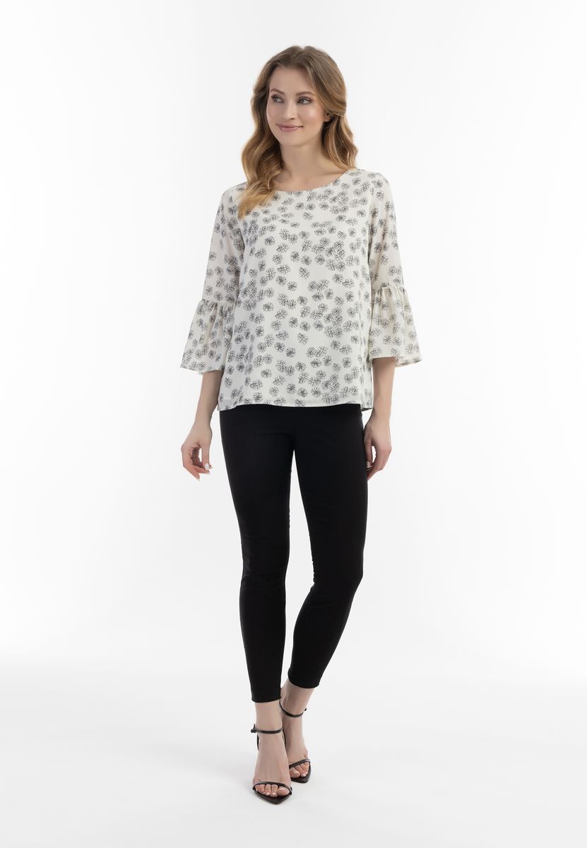 Florale Bluse mit Trompetenärmeln