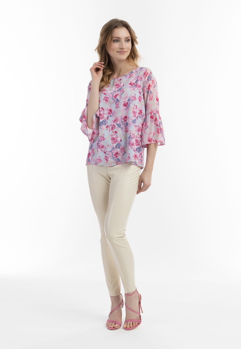 Florale Bluse mit Trompetenärmeln