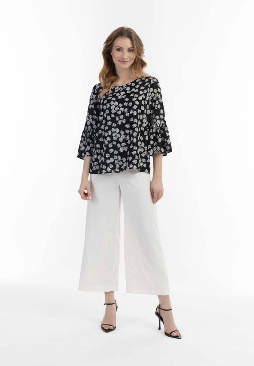 Florale Bluse mit Trompetenärmeln