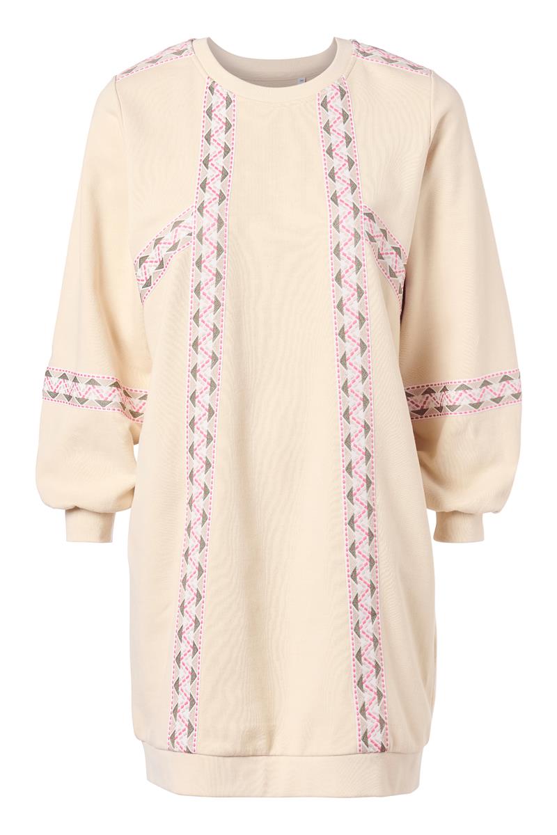 Besticktes Sweat-Tunikakleid aus Baumwolle