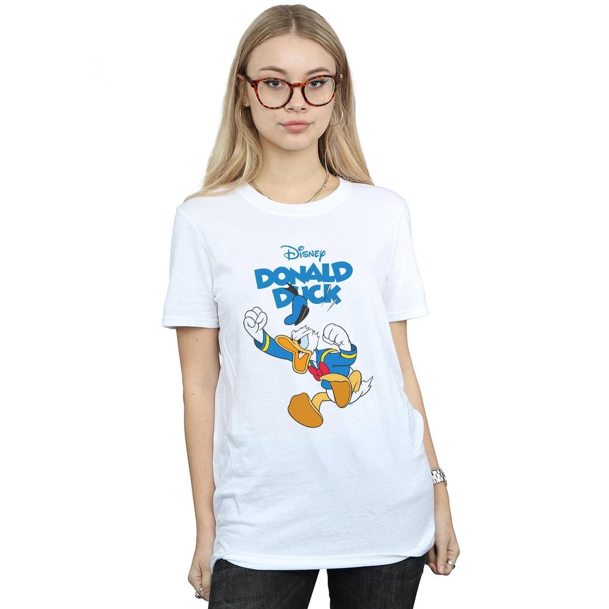 Boyfriend-T-Shirt mit wütendem Donald-Druck