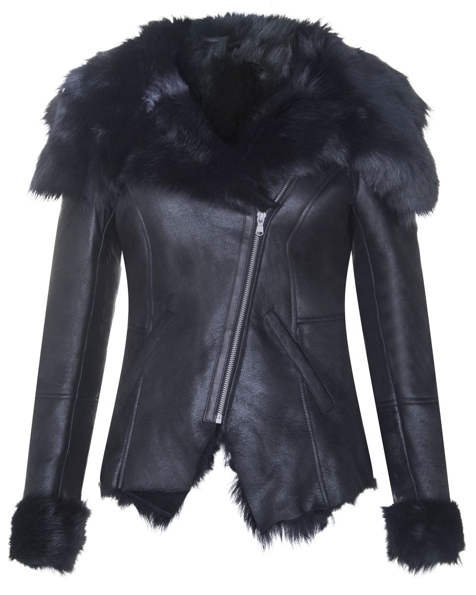 Luxuriöse Toscana Lammfell Bikerjacke