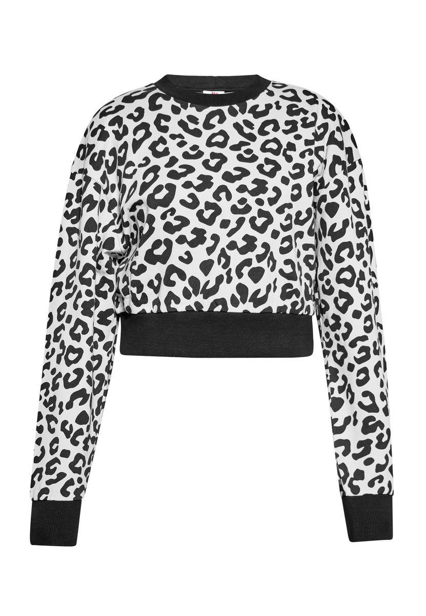 Verkürztes Sweatshirt mit Leopardenmuster
