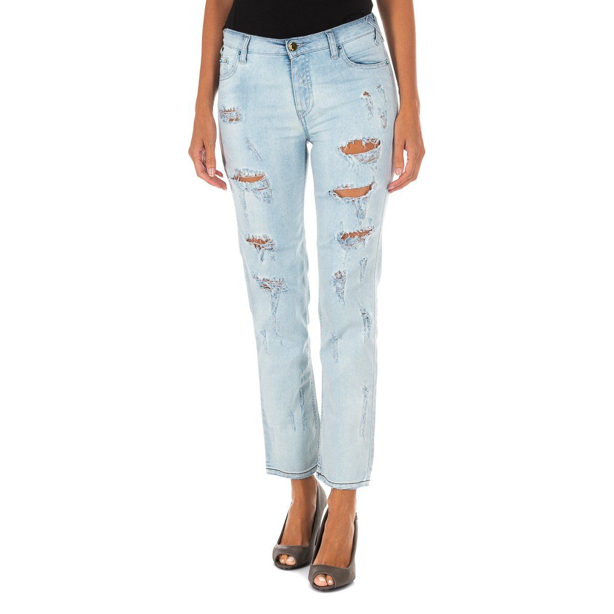 Distressed-Jeans mit geradem Bein