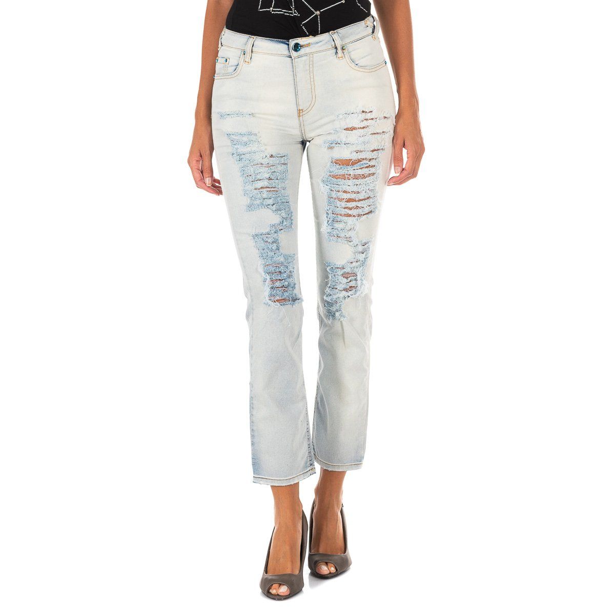 Distressed-Jeans mit geradem Bein