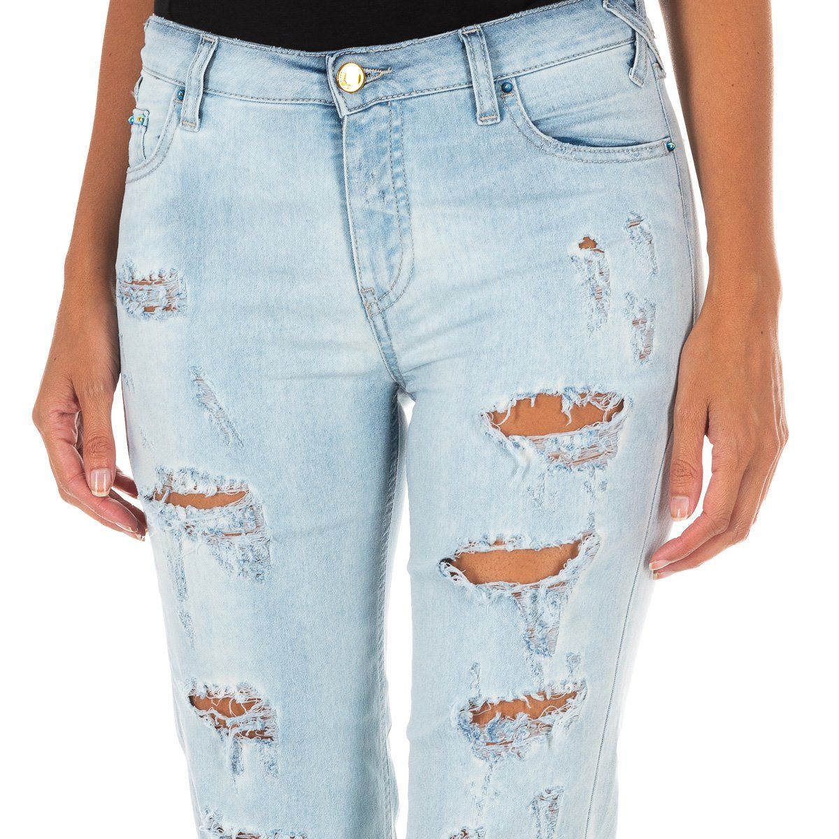 Distressed-Jeans mit geradem Bein