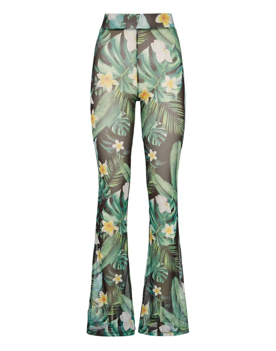 Schlaghose mit tropischem Blumenprint