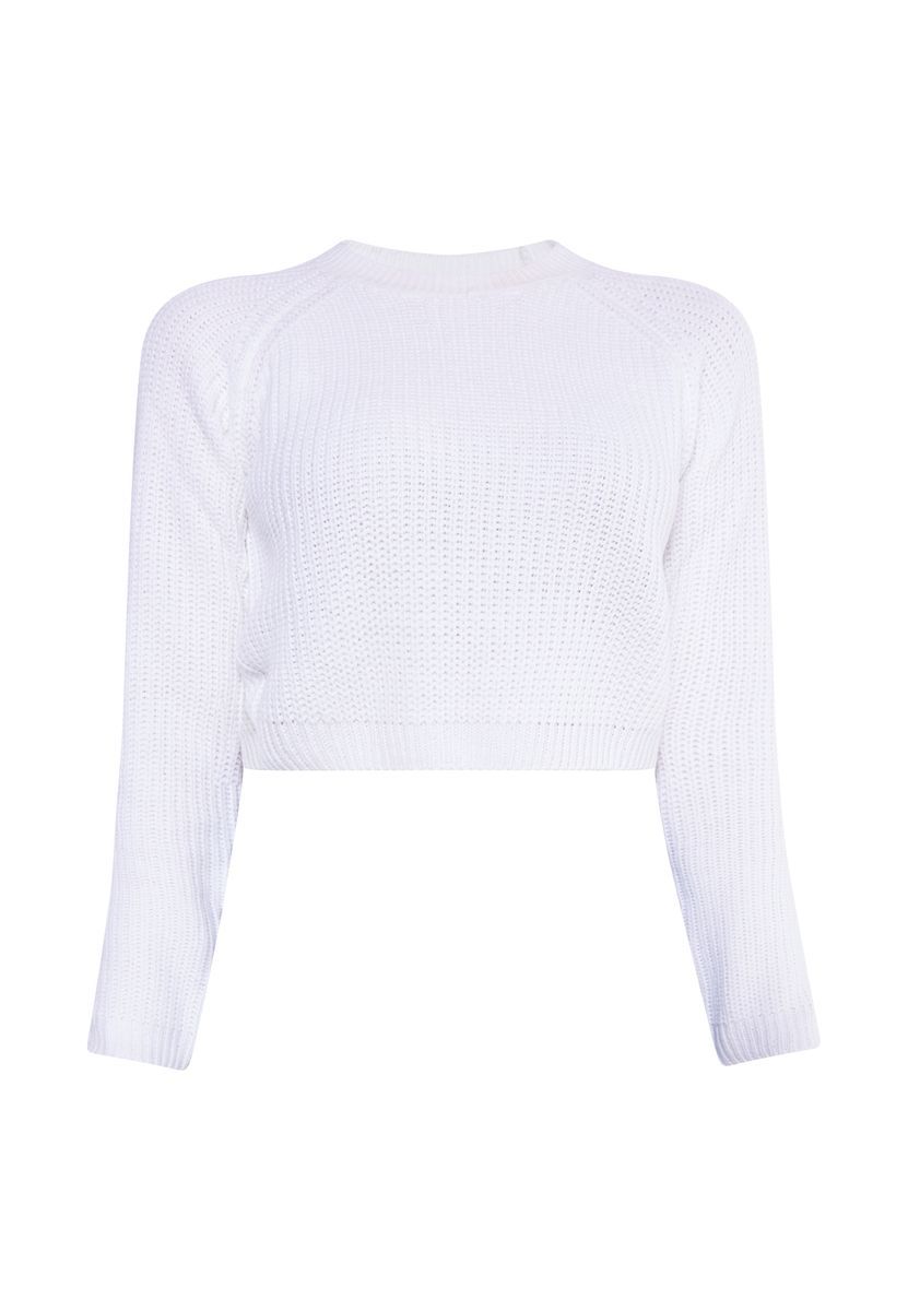 Kurzer grober Rippstrick-Pullover