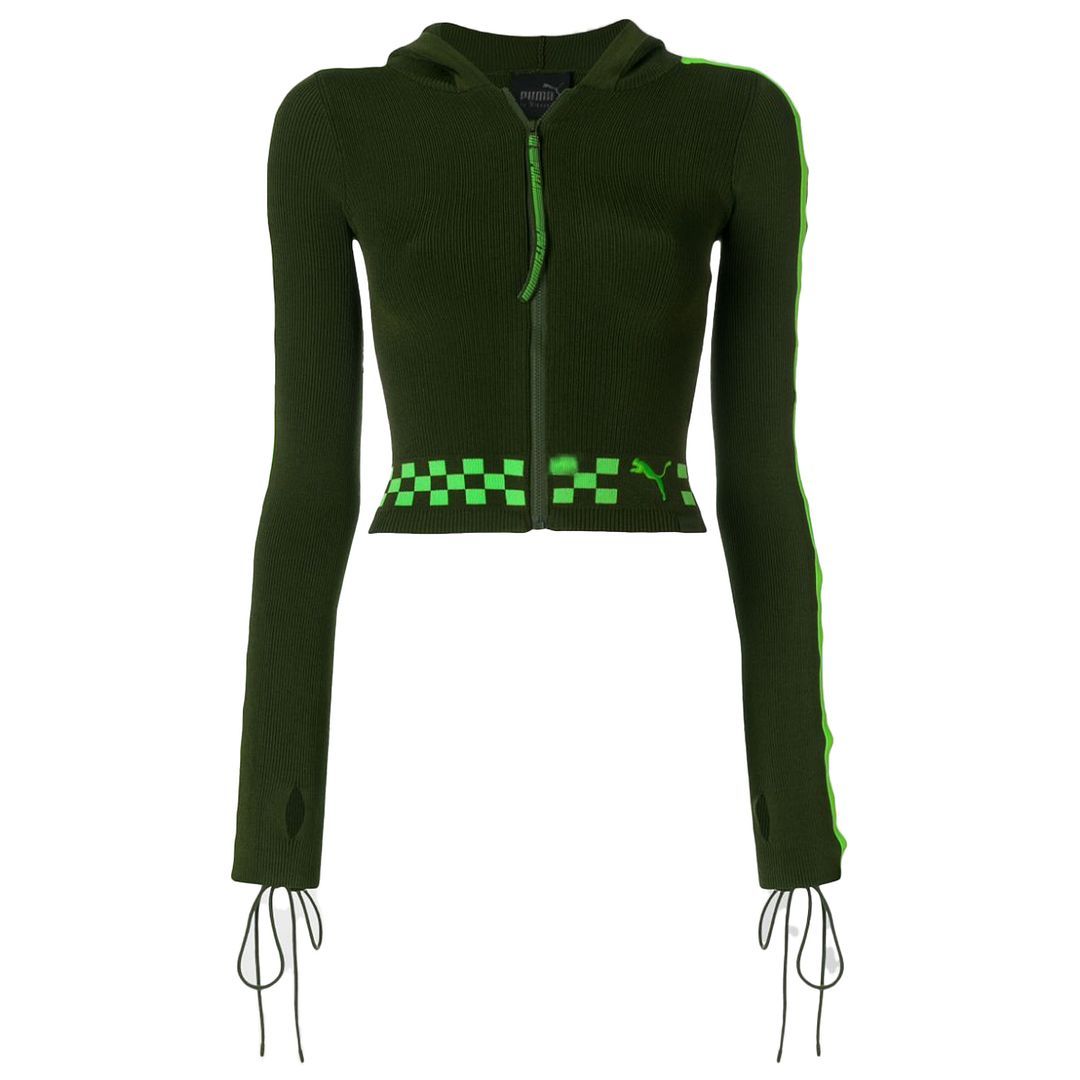 Kurzer Rippstrick-Hoodie mit Reißverschluss
