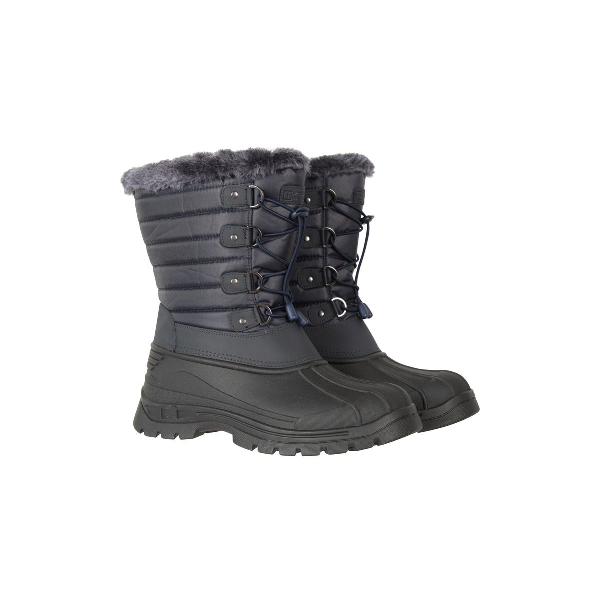 Gesteppte Schneestiefel mit Kunstfell-Besatz