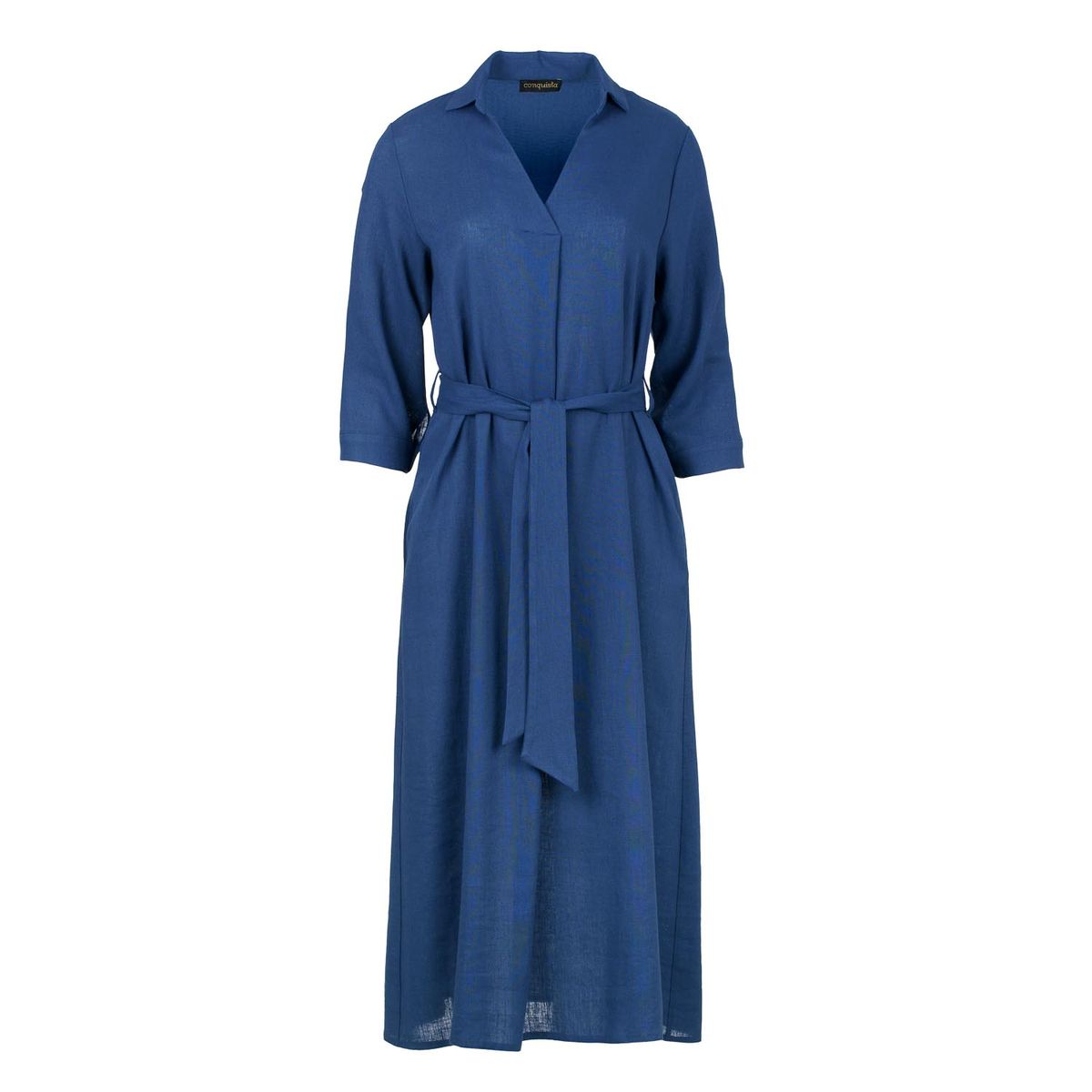 Midi-Kleid im Leinenstil mit Gürtel