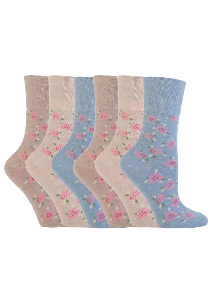 Socken mit Blumenmuster und Wabenbündchen