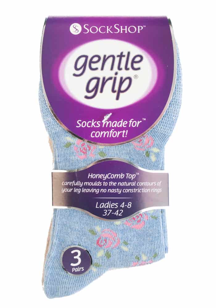 Socken mit Blumenmuster und Wabenbündchen