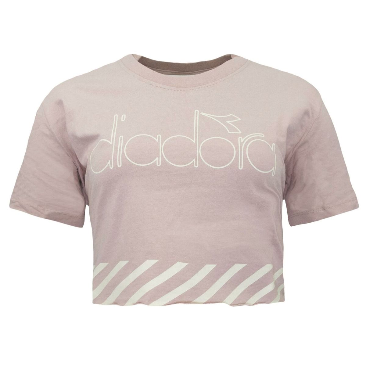 Gestreiftes Logo-Grafik Crop-Top