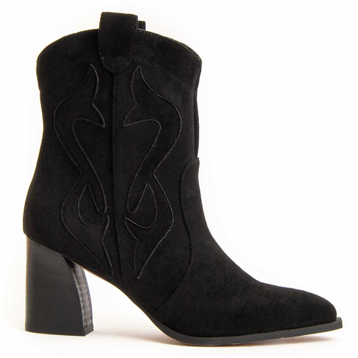 Western-Stiefeletten mit Stickerei und Blockabsatz