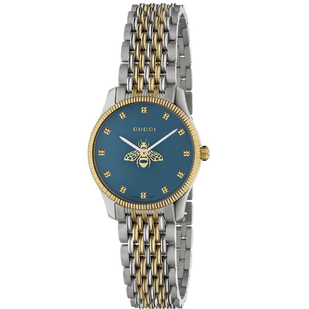 Bicolor-Armbanduhr mit Bienen-Motiv