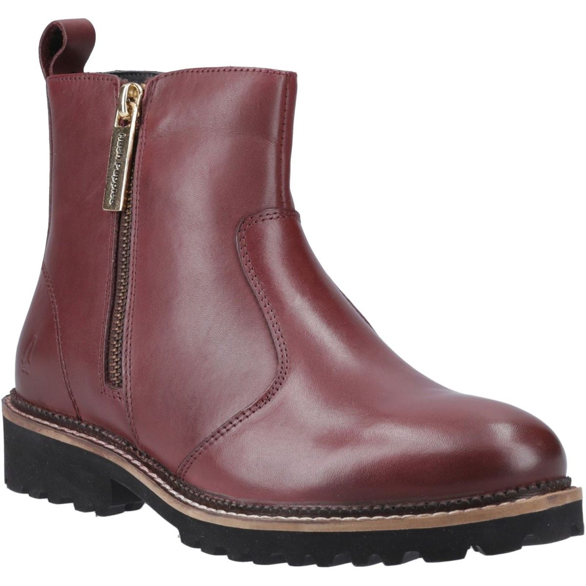 Robuste Lederstiefeletten mit Reißverschluss