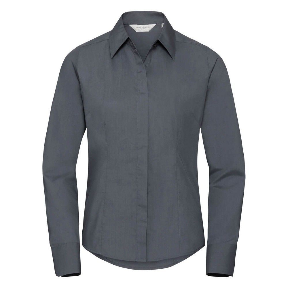 Taillierte Langarm-Popeline-Bluse